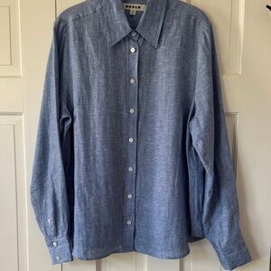Boden Chambray Blue Linen Button Down Shirt